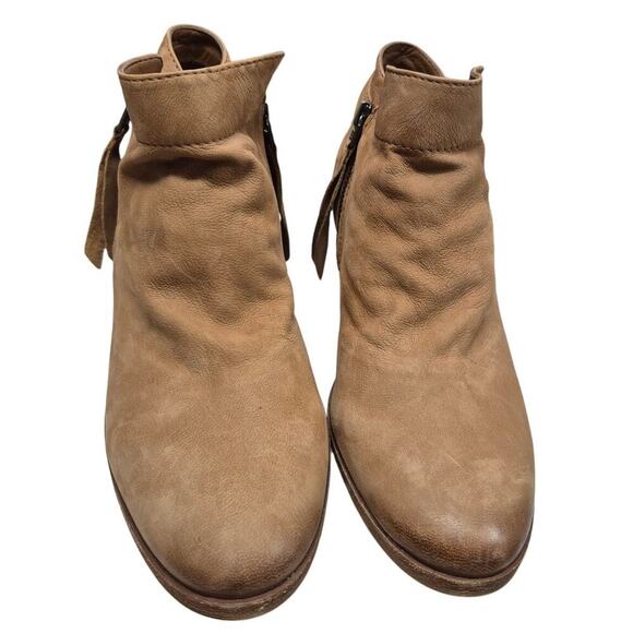 Sam Edelman Packer Ankle Boot Double Zipper Tan Leather Sz 7.5 W - Picture 1 of 7